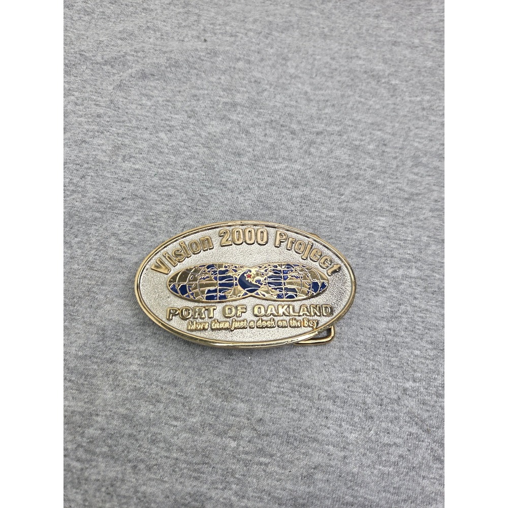 Vintage 2000 Oakland California Port Project Bay Enamel Belt Buckle Rare USA